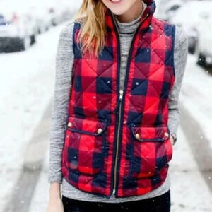 J CREW EUC WOMENS RED BLACK VEST JACKET FALL WINTER TOP TOPS COAT CASUAL SIZE XS